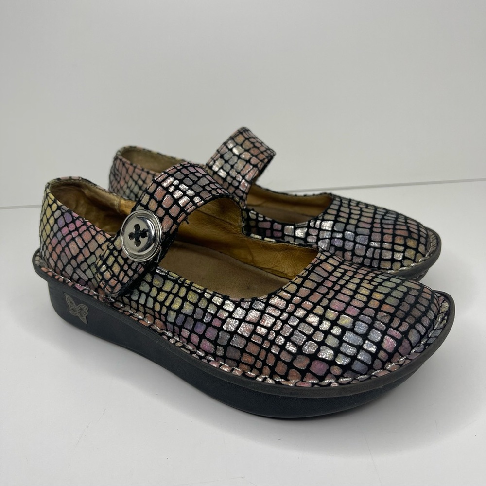 Alegria Women’s EU36 US 5-5.5 Mary Jane Comfort Nursing Shoes Rainbow Metallic